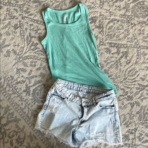 Mint Green Sleeveless Top with Shorts size 14
